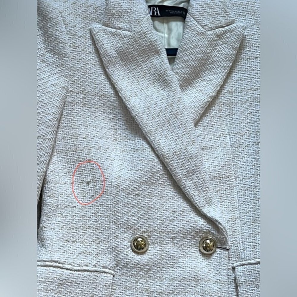 Zara Textured Double-Breasted Blazer Size XS - Picture 8 of 13